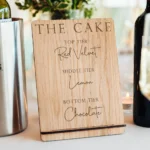 Minimalist Wedding Cake Sign — personalised oak wedding sign