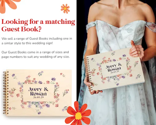 floral engraved wedding guest book open showing thick 160gsm white pages for guest messages
