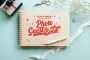 Retro wedding photo guest book open flat showing thick white pages ready for polaroid and Instax prints